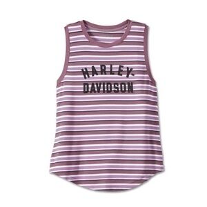 Harley-Davidson Striped Tank Shortsleeve Shirt Women XL cami purple moto bike
